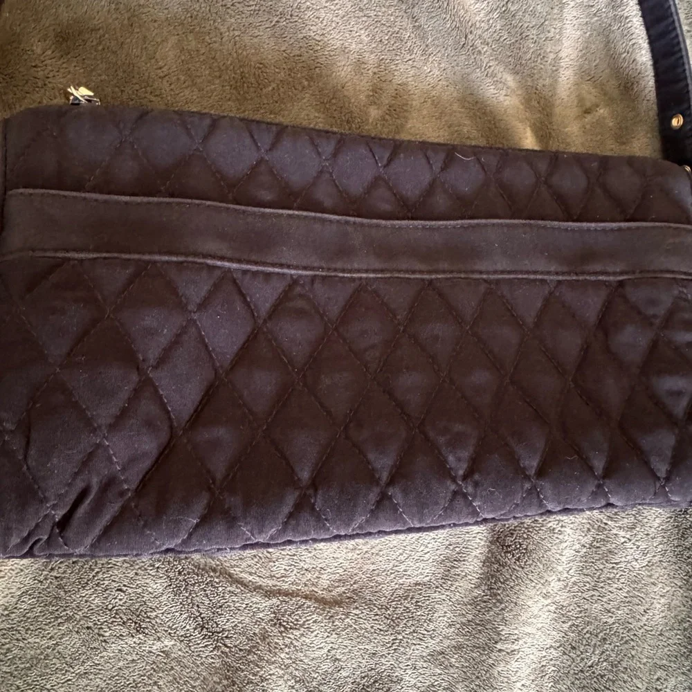 Vera Bradley Quilted Black Shoulder Bag with Gold Hardware